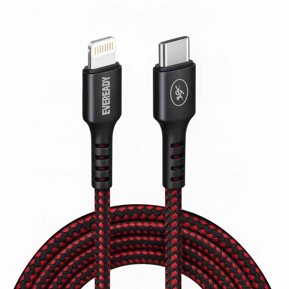 Eveready Nylon Braided Charging Cable | 60W | Type C to Lightining | 1.5 m Length | 3A