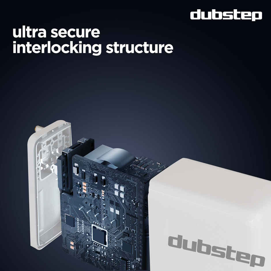 Dubstep Sprint All-in-one 25W 5A Charger with Type-C Cable Supports All Fast Charging Technologies (Cable Included) - White, Red