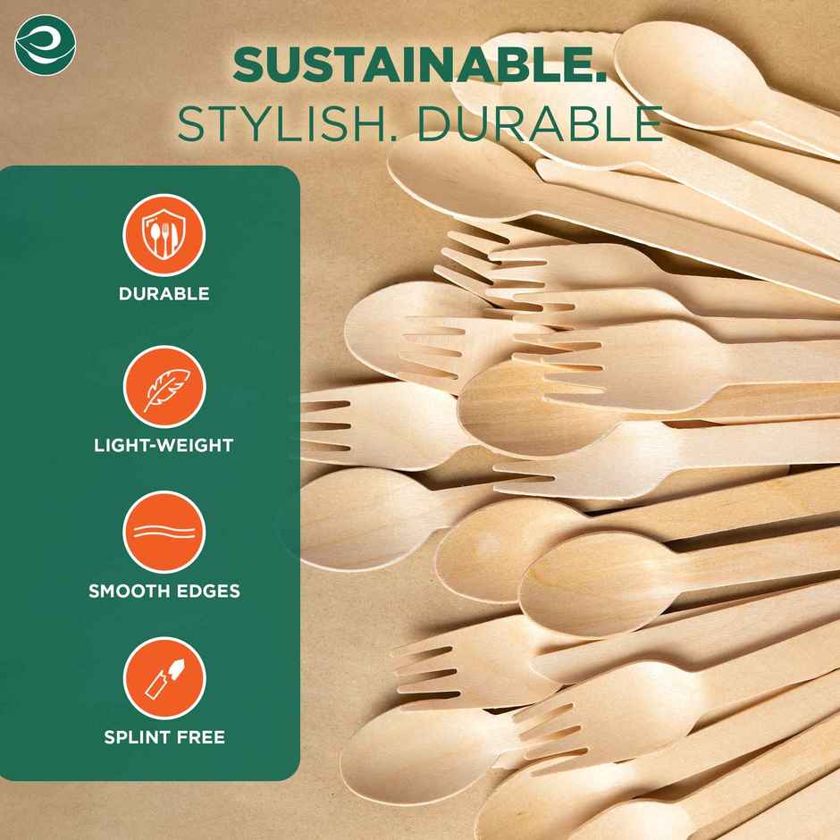 Eco Soul 160mm | 50 Count | Disposable Spoon and Fork