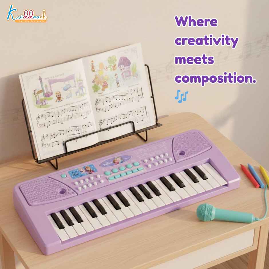Kriiddaank Frozen Theme Keyboard Piano-37 Keys, Multiple Instrument Sounds with Microphone