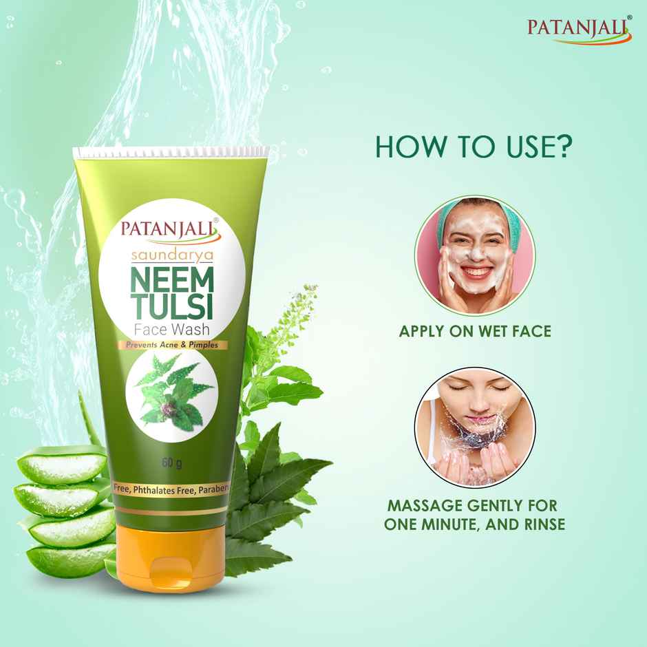 Patanjali Saundarya Neem Tulsi Face Wash- Antibacterial, Acne & Pimple Control