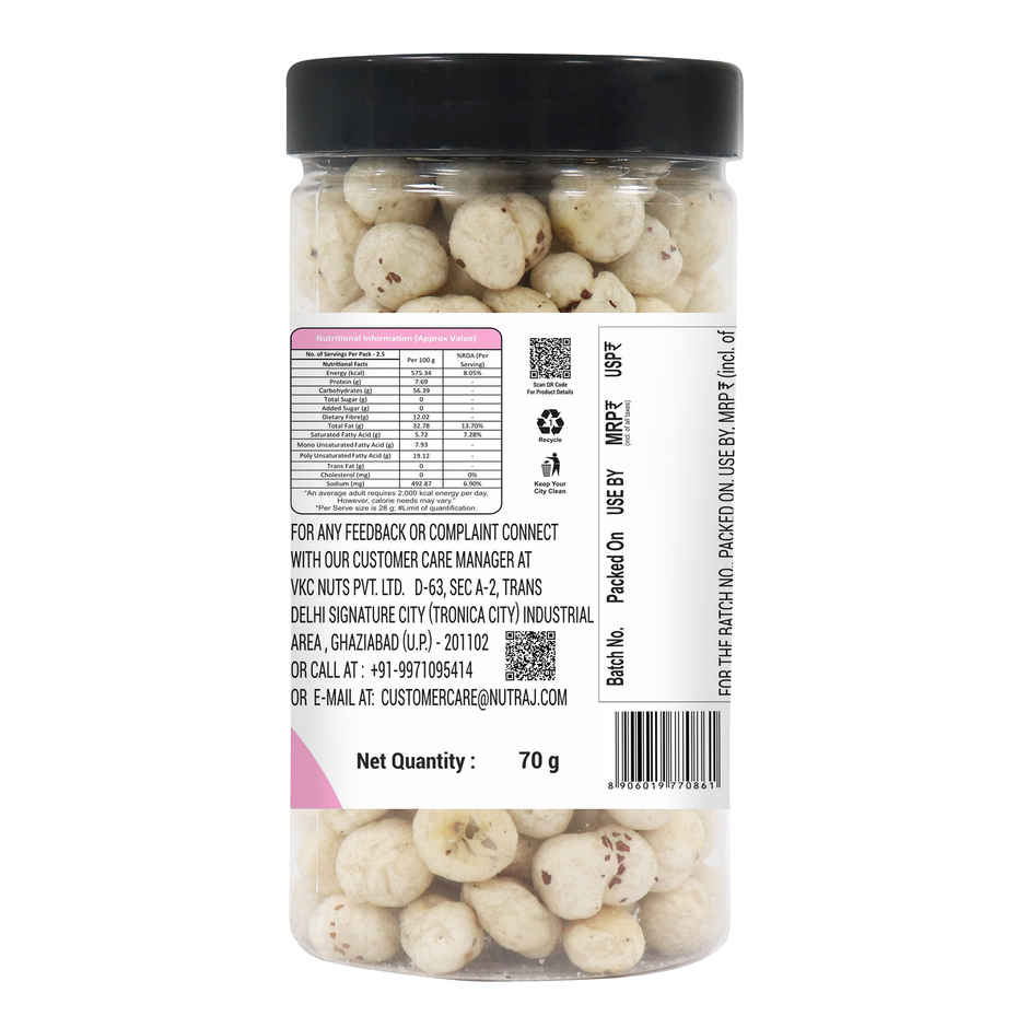 Nutraj Snackrite Roasted Makhana | Himalayan Pink Salt | Jar
