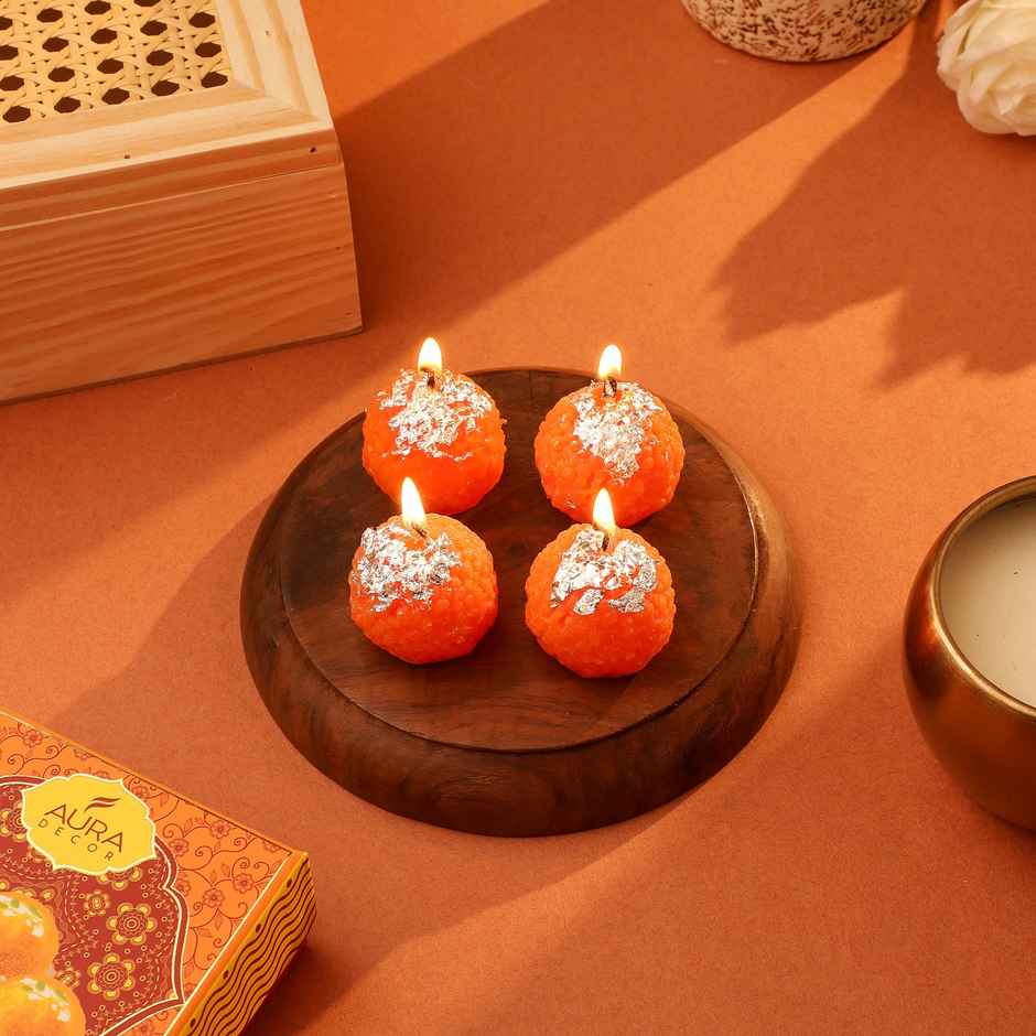 Auradecor Ladoo Candle Set | Unscented | Home Decor