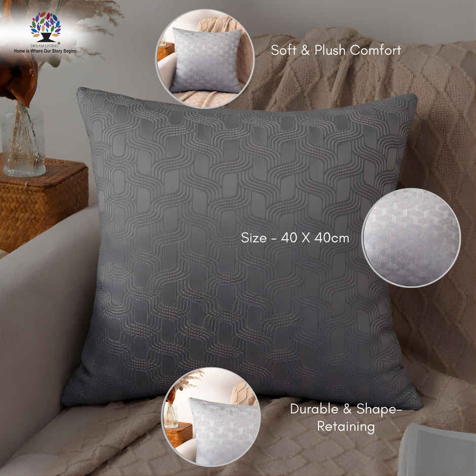 Dream Living Jacquard Cushion Cover Set | Grey - 40 x 40 cm