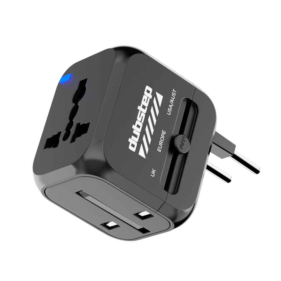 Dubstep Voyager 25W Universal Travel Adapter with Dual USB-A & Type-C Port (Black)