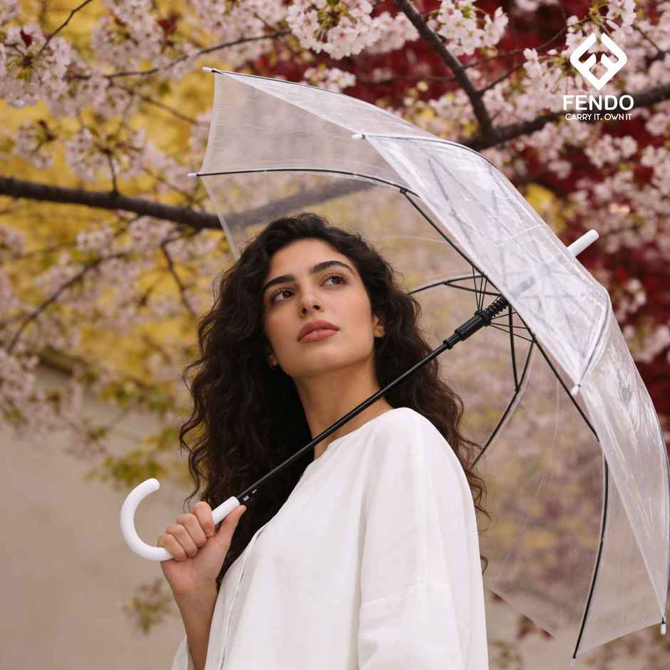 Fendo Straight Korean Umbrella | Transparent | 23 Inch | 1 Fold