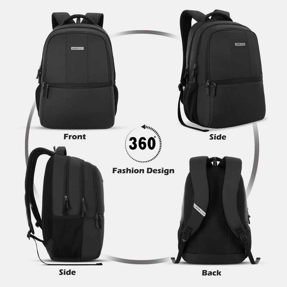 Lavie Sport Unisex Solid Polyester 28 L Padded Grab Handle Laptop Backpack | Black - 15.6 Inches