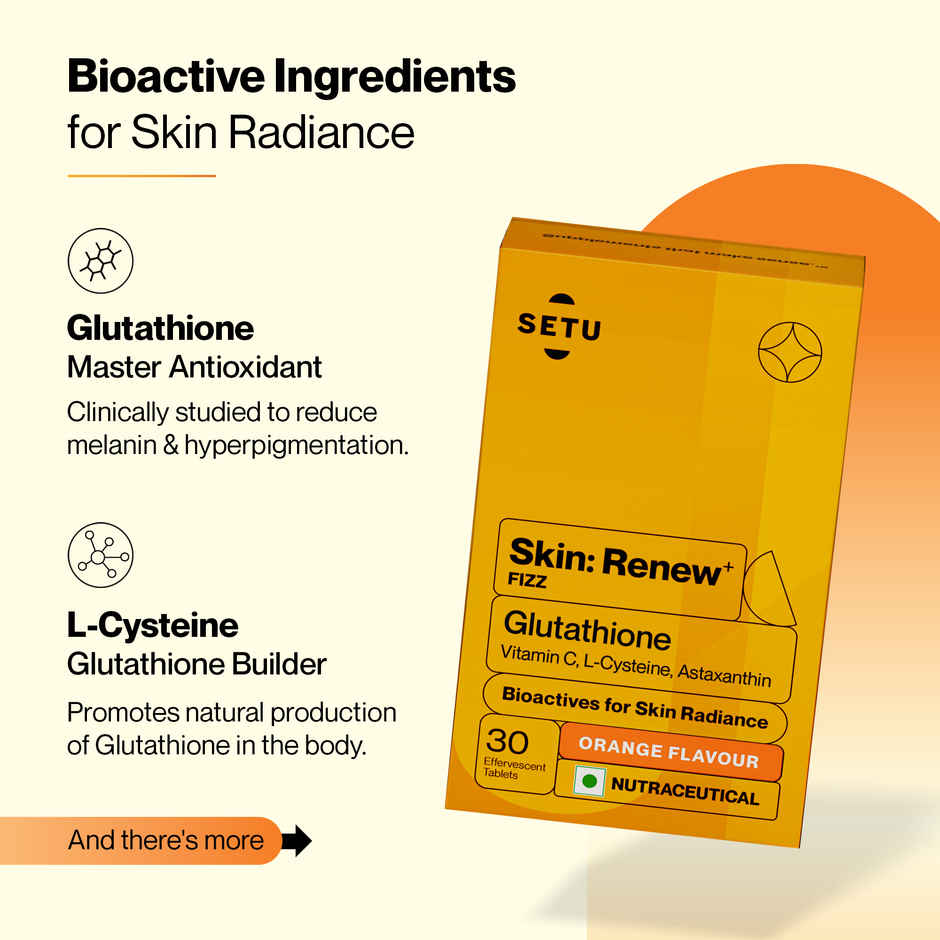 Setu Skin Renew Glutathione Effervescent Tablets For Skin Glow (Orange)