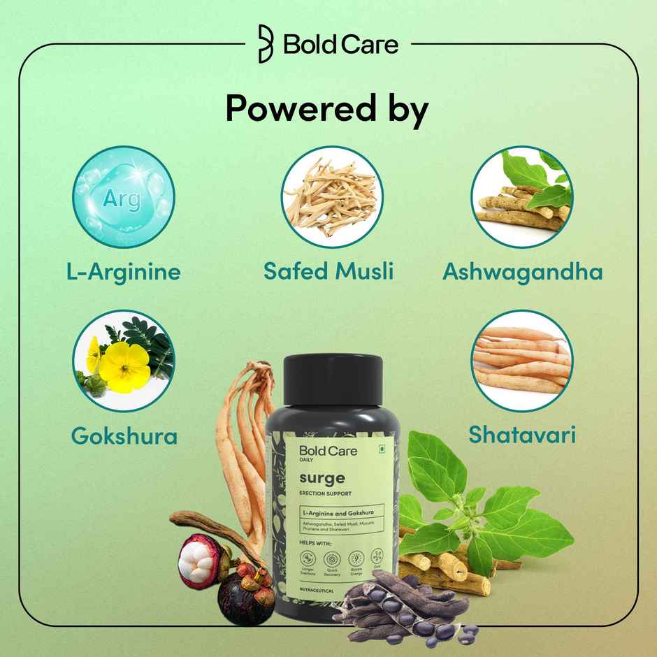 Bold Care Surge - L Arginine & Gokshura Tablets - Energy Booster Supplements for Men