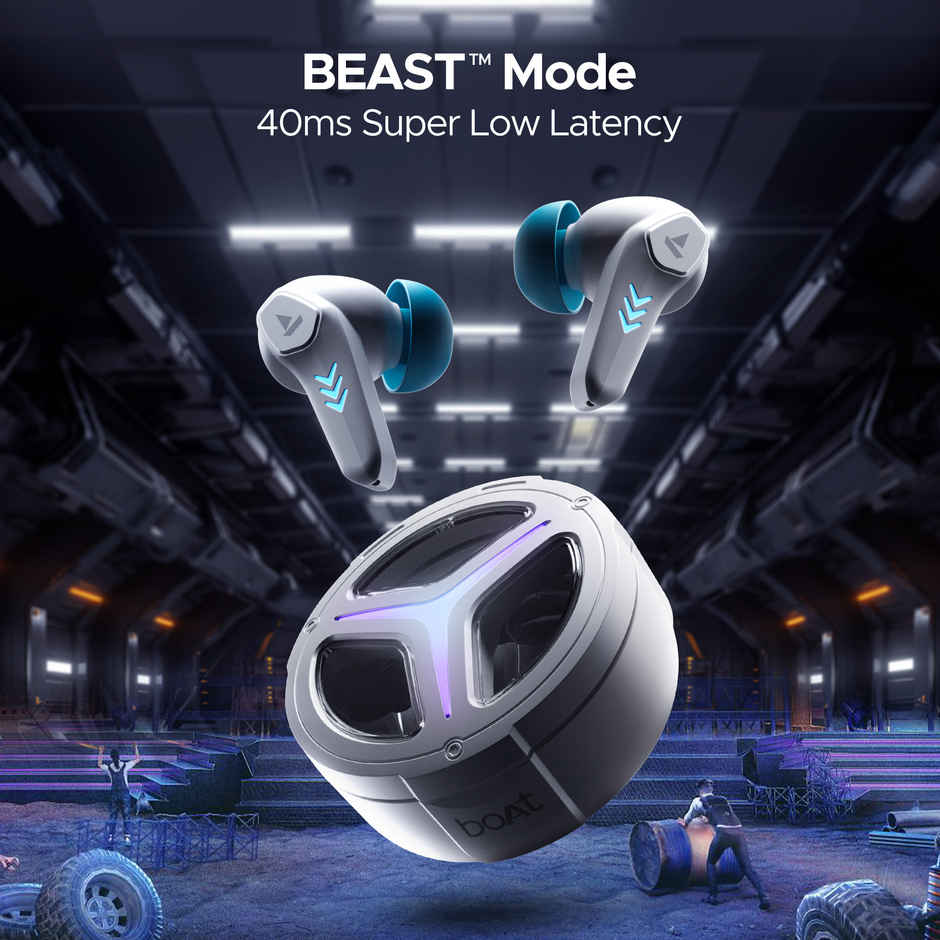 boAt Immortal 171 TWS Earbuds w/ Beast Mode(40ms Low Latency), 40 Hours Playback & RGB Lights Bluetooth - Grey