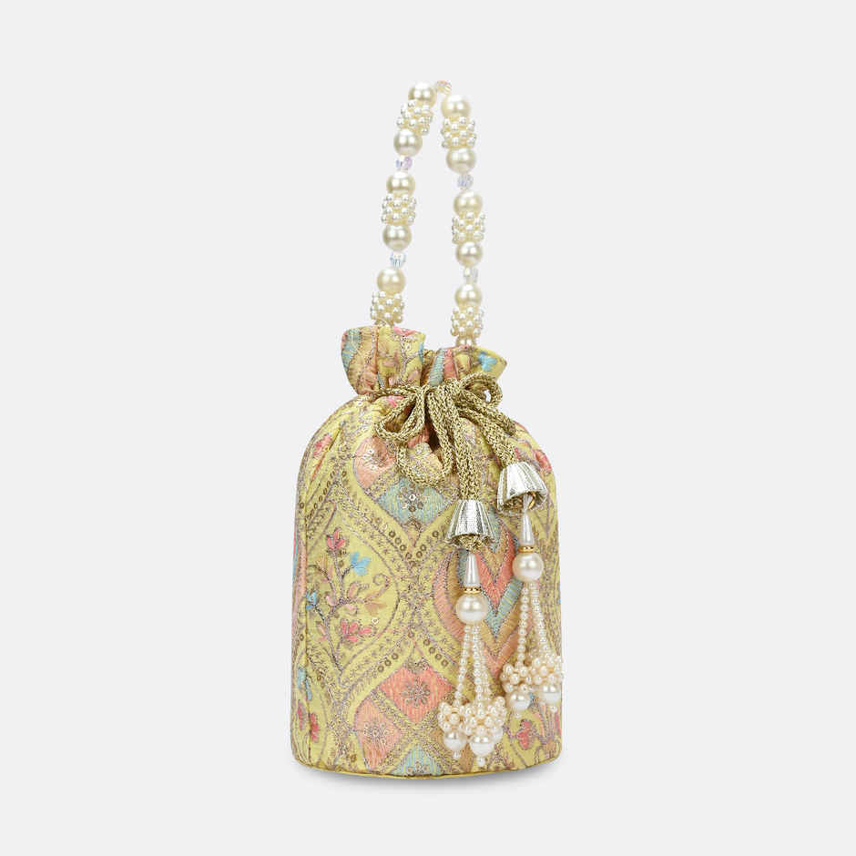 Lavie Women's Sara Structured Potli Bags For Ladies & Girls | Pouche Festive Seasons & Wedding | Medium | Ocher