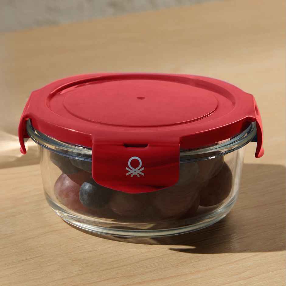 United Colors of Benetton Borosilicate Glass Food Container | Airtight Leakproof - 400 ml