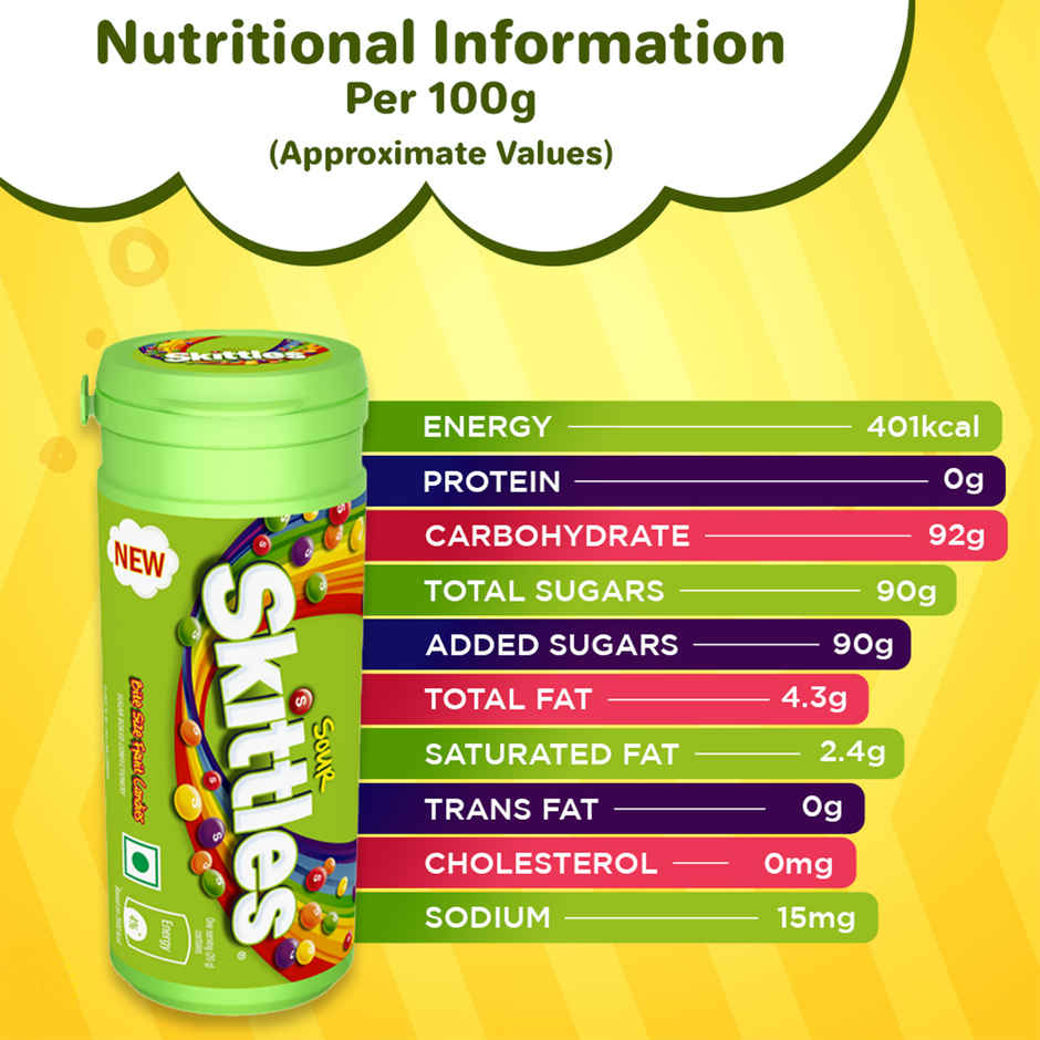 Skittles Sour Bite Size Fruit Candy Tube | Fruity Flavours