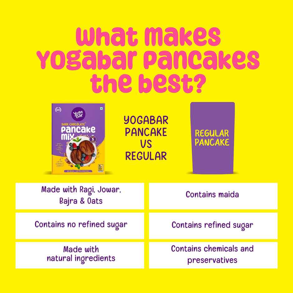 Yoga Bar Pancake Mix | Chocolate | Zero Maida | No Added Preservatives | Breakfast With Jowar-Oats