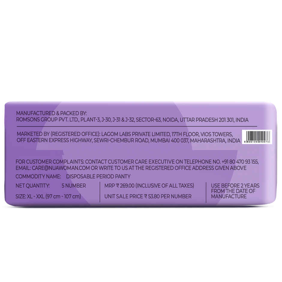 Nua Comfort Disposable Period Panties XL-XXL | Ultra-Absorbent | Pack of 5 Panties