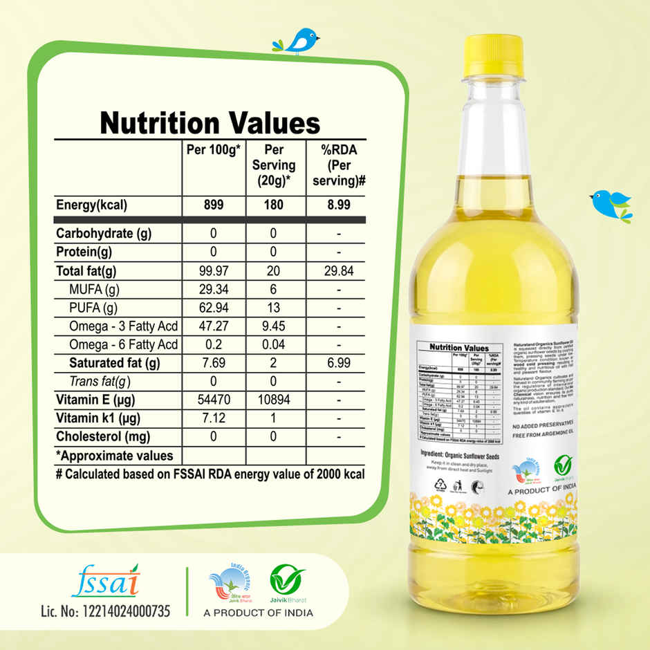 Natureland Organics Sunflower Cold Pressed Oil