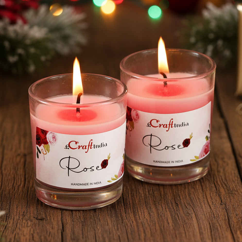 Glass Rose Scented Candles | Home Decor | Ecraftindia