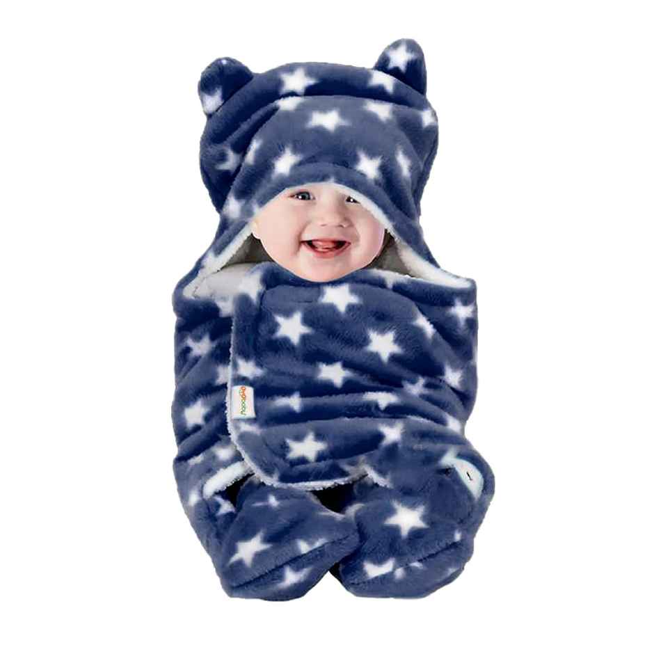 Oyo Baby Hooded Blanket Wrapper - Dark Blue 0-6 Months