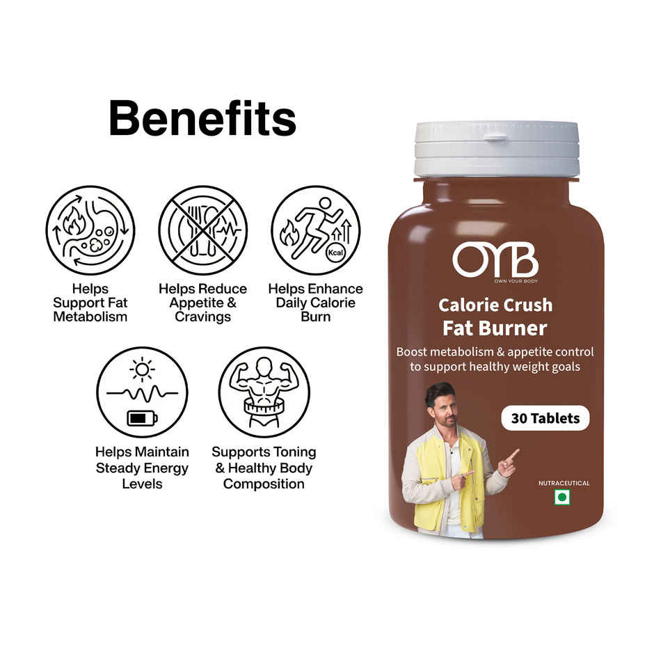 OYB Fat Burner with Garcinia, Green Tea & ACV | 30 Tablets | OYB Calorie Crush