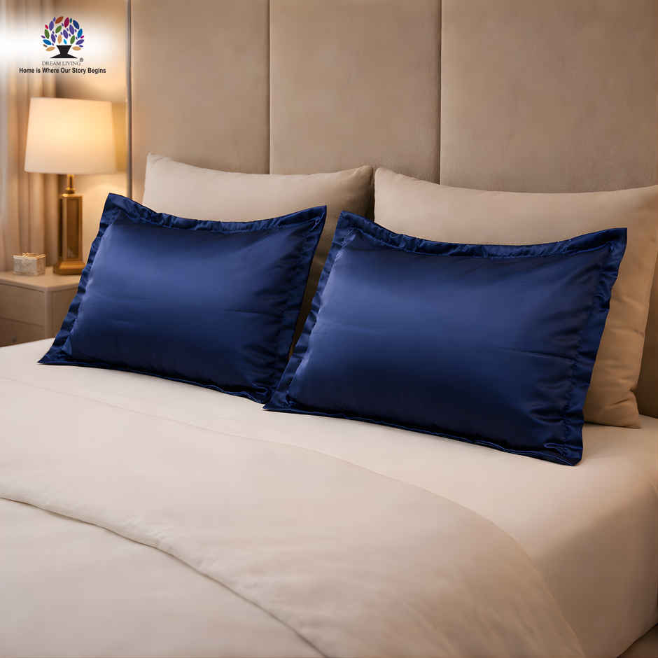 Dream Living Satin Pillow Cover Set | Navy - 46 x 69 cm