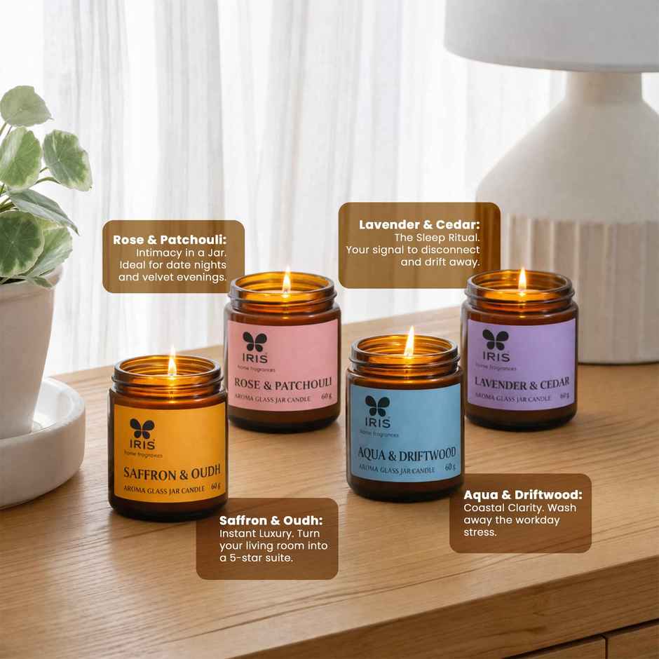 IRIS Aroma Glass Jar Candle | Assorted Fragrance