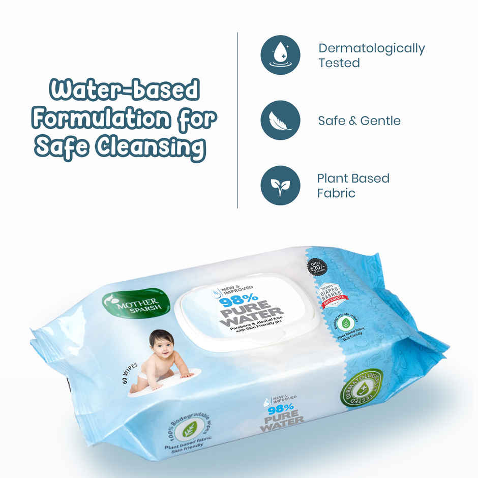 Mother Sparsh Baby Wipes (98% Water Based)