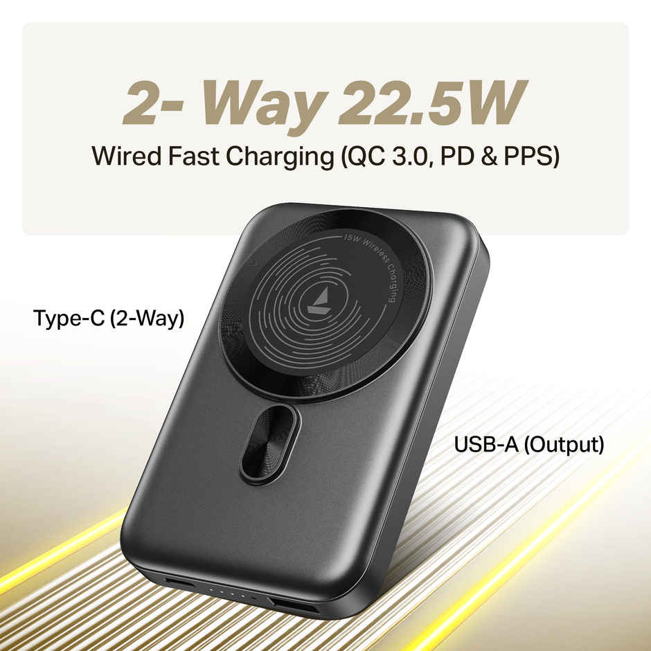 boat EnergyShroom PB331 MagnaCharge Wireless Powerbank | Ash Black