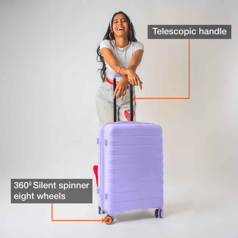 Nasher Miles Vienna Check-In Hard Sided Polypropylene 28 Inch|75 cm Trolley Bag - Purple