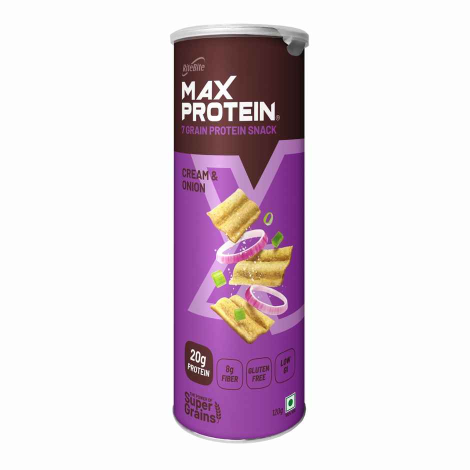 RiteBite Max Protein Cream and Onion Multigrain Protein Chips | 20g Protein | 8g Fiber | Gluten Free