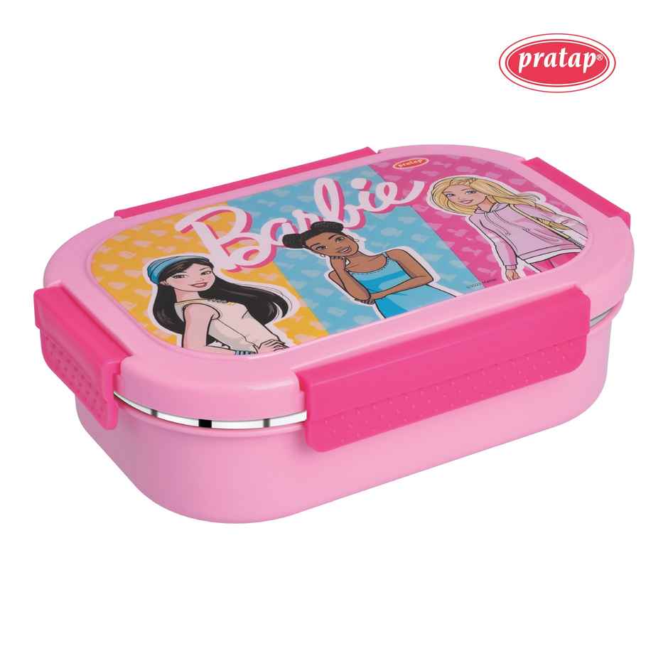 Barbie Kids Stainless Steel Insulated Lunch Box with Container Spoon Leak Proof , BPA Free | Pratap