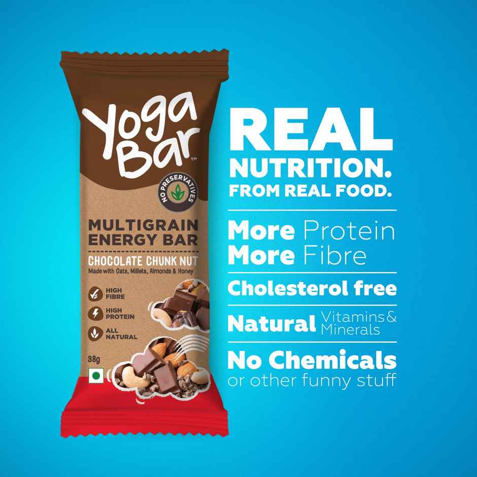 Yogabar Multigrain Energy Bar (Pack of 6) with Fruits, Nuts, Oats and Millets
