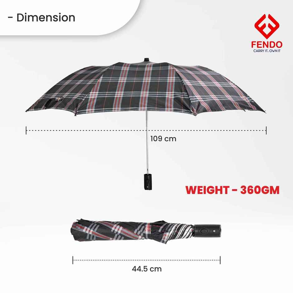 Fendo Emmott Auto Open Sun & Rainproof Regular Umbrella| Brown Checks | 24.5 Inch | 2 Fold
