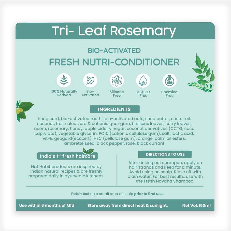 Nat Habit Anti-Hair Fall Rosemary Conditioner For Women & Men, Hair Tangle Control Sulphate