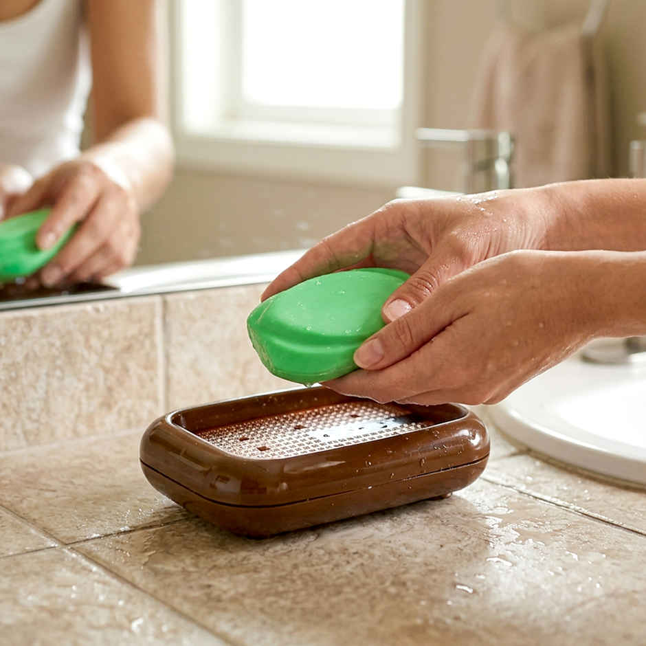 Nayasa Lumina Plastic Soap Case | Holder for Bathroom | Brown