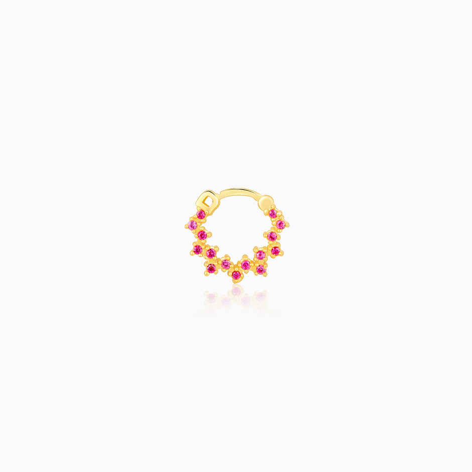 Giva Golden Zig-Zag Red Nose Ring