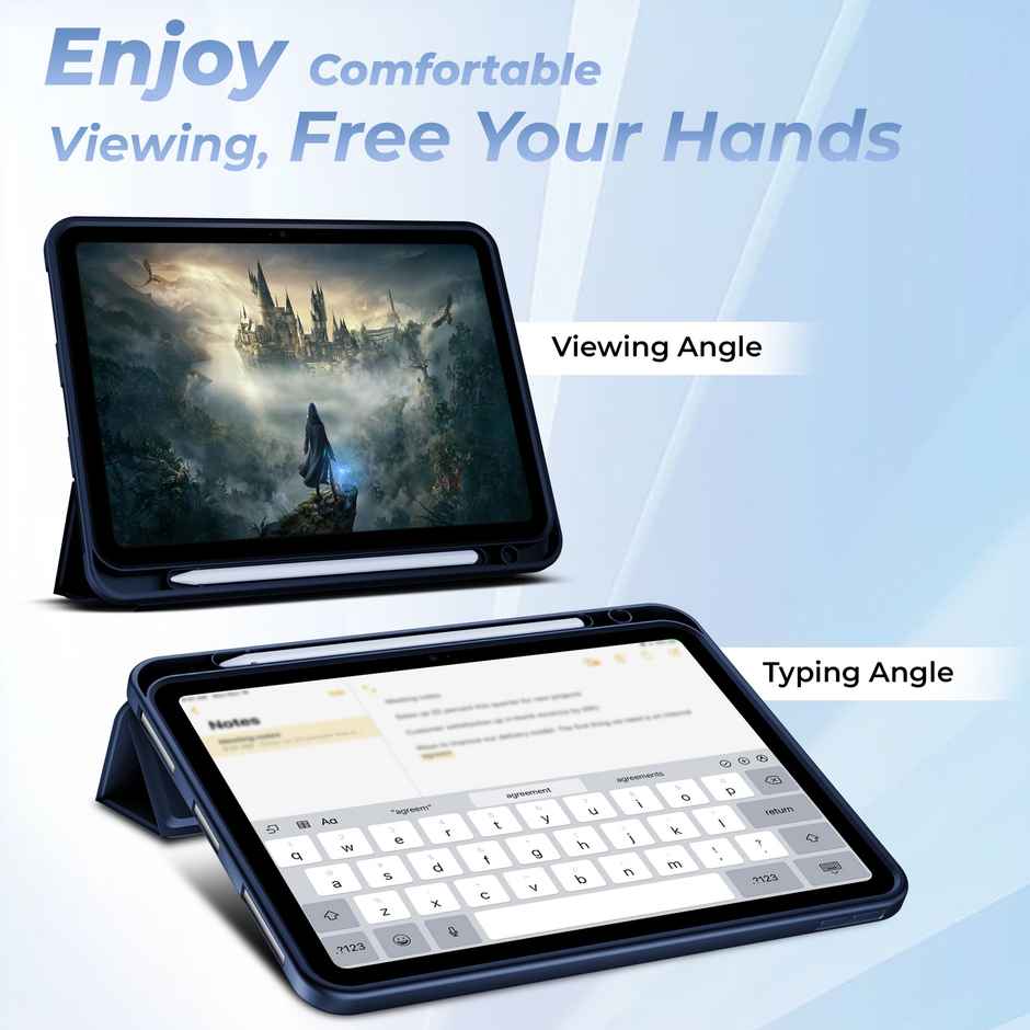 Artistque iPad 11th Gen 11 and 10th Gen 10.9 Trifold Case Cover | Pencil Holder | Auto Sleep | Blue