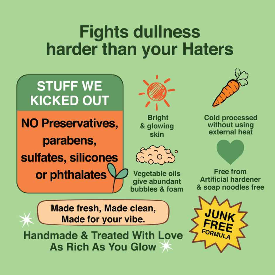 Soulflower Orange Carrot Soap - Glowing Skin | Natural