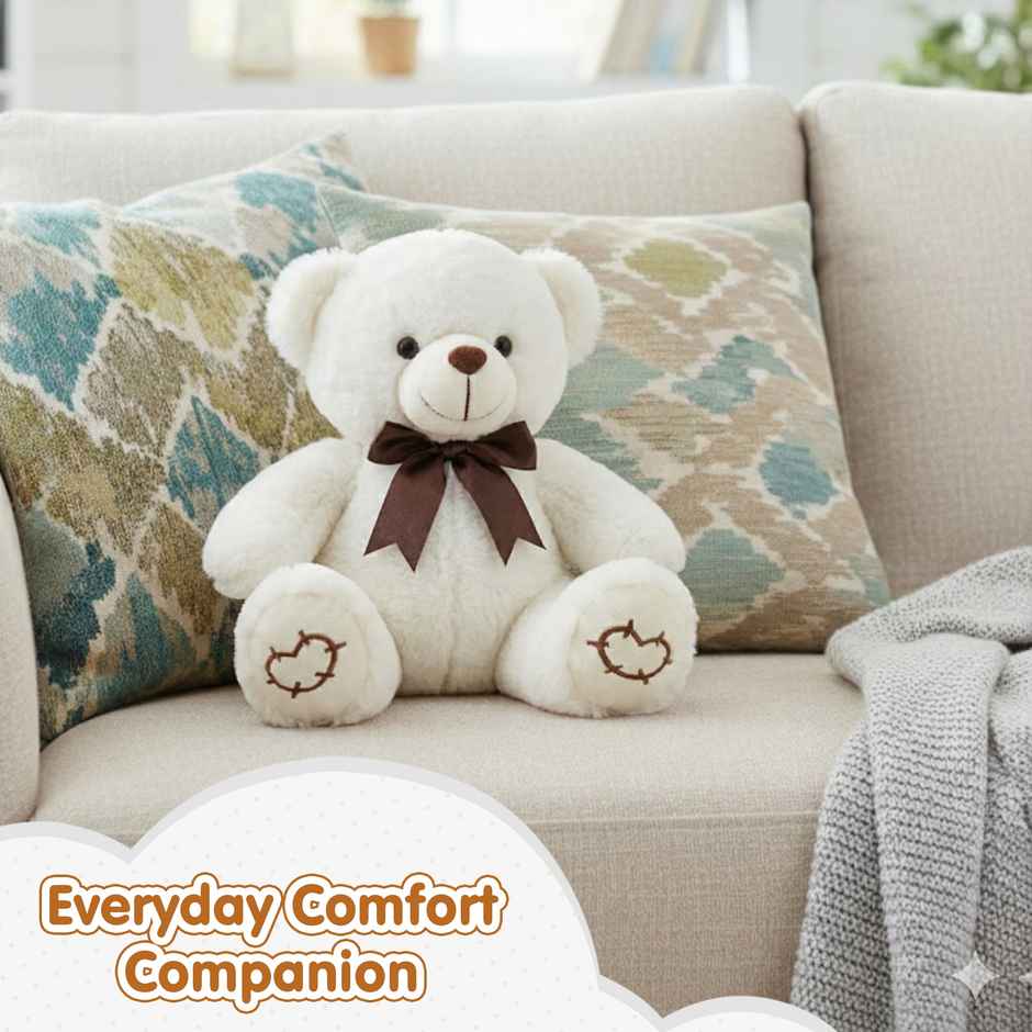 Kidology Cute Teddy Plush Stuffed Toy | White - 20 cm