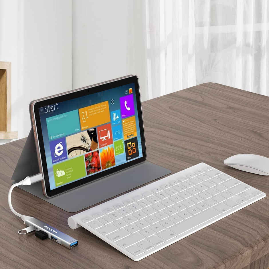 Sounce 4 In 1 Portable Usb C Hub (Type-C To 4 Usb-A Ports) With Aluminum Shell, White