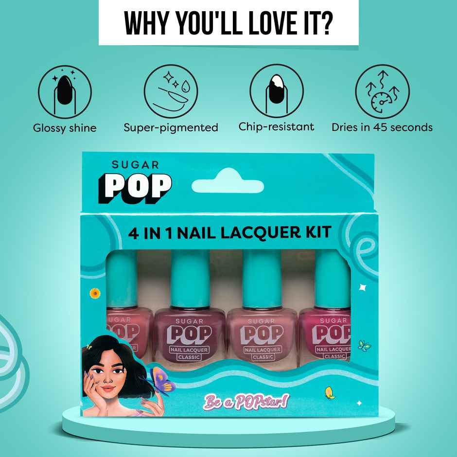 SUGAR POP 4 in 1 Nail Lacquer Kit- 01 Nude Nectar