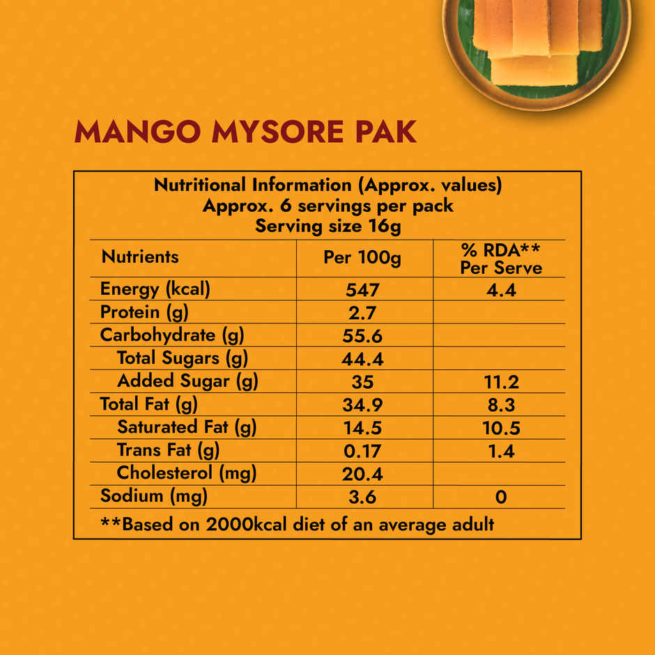 Sweet Karam Coffee Mango Mysore Pak by Sweet Karam Coffee - No Preservatives