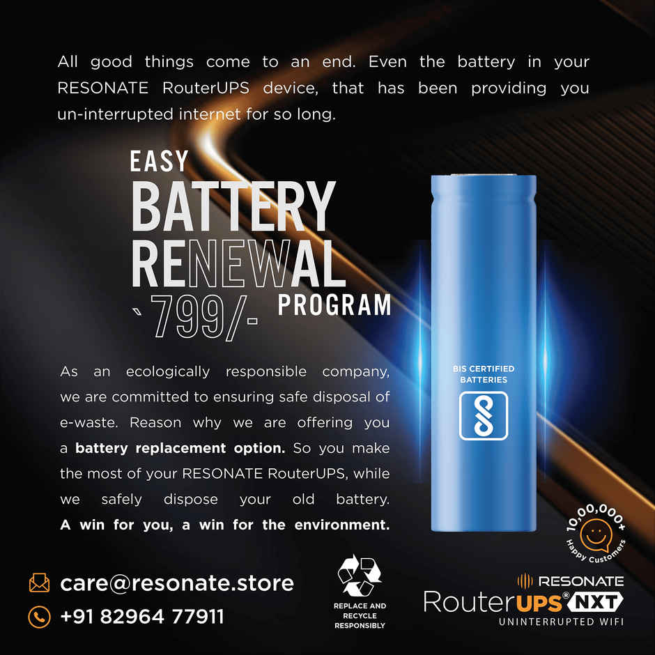 Resonate MiniUPS 12V3A, Upto 6 hours Backup - Nxt