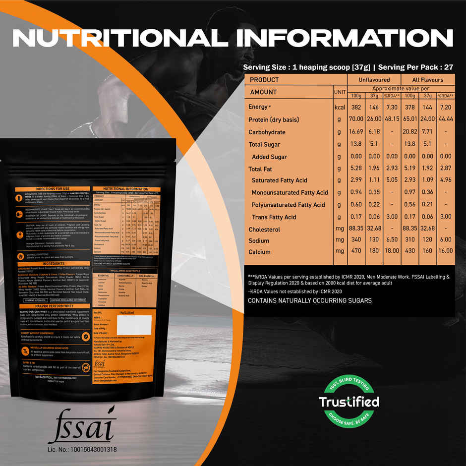 Nakpro Perform Whey Protein Concentrate |Trustified Certified | Malai Kulfi