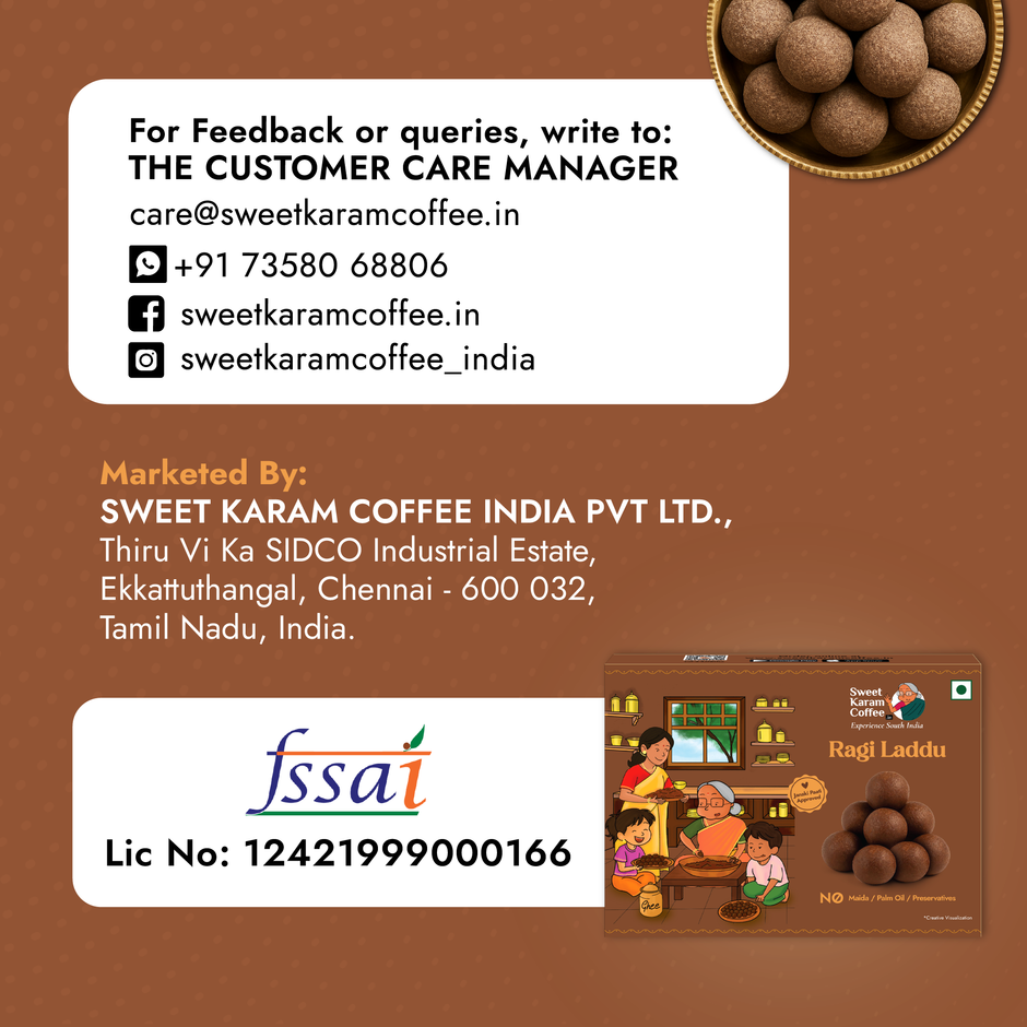 Sweet Karam Coffee White Sugar Free Ragi Laddu - No Preservatives