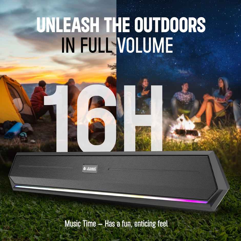Aroma Coolbar 30W Upto 16 Hrs Music Time With Dynamic RGB Lights | Black, Bluetooth Speaker