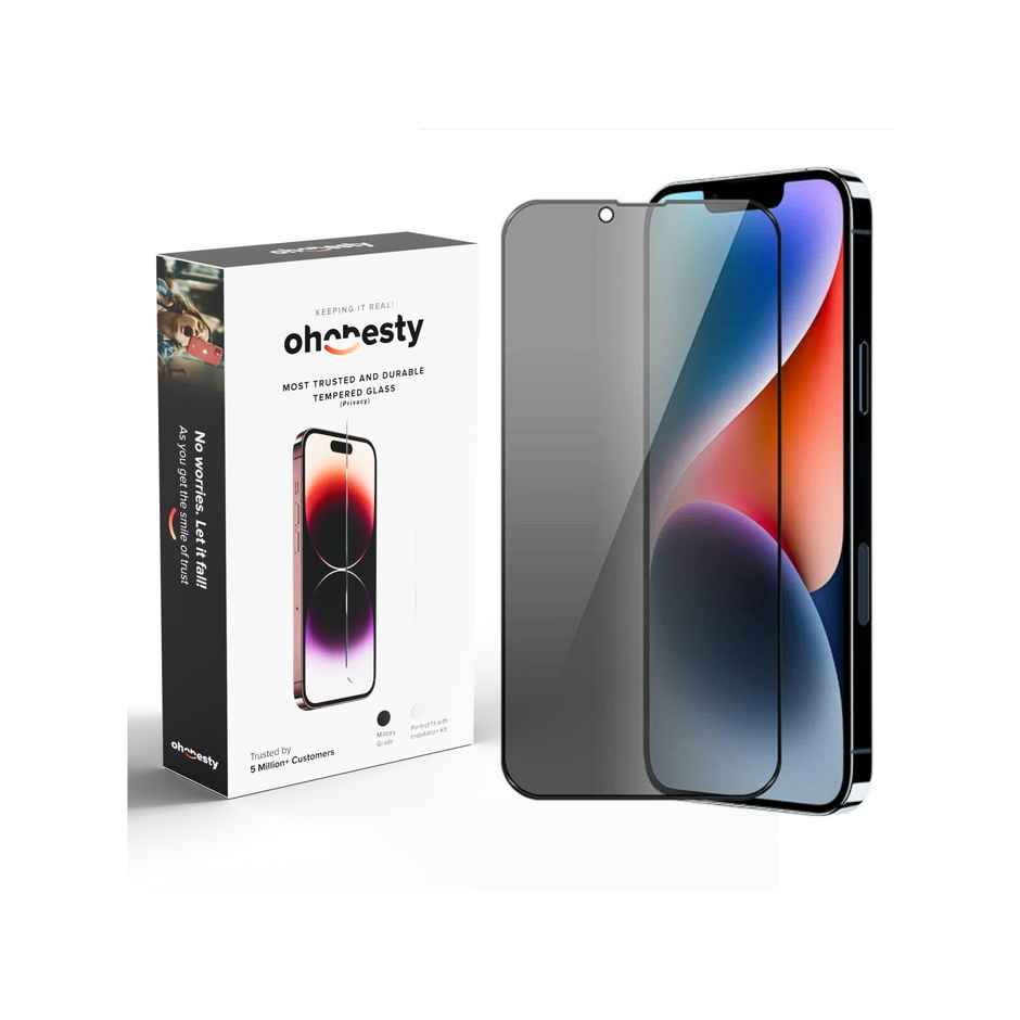 OHONESTY Privacy Tempered Glass for iPhone 14 Pro| Anti-Spy Screen Protector| Black