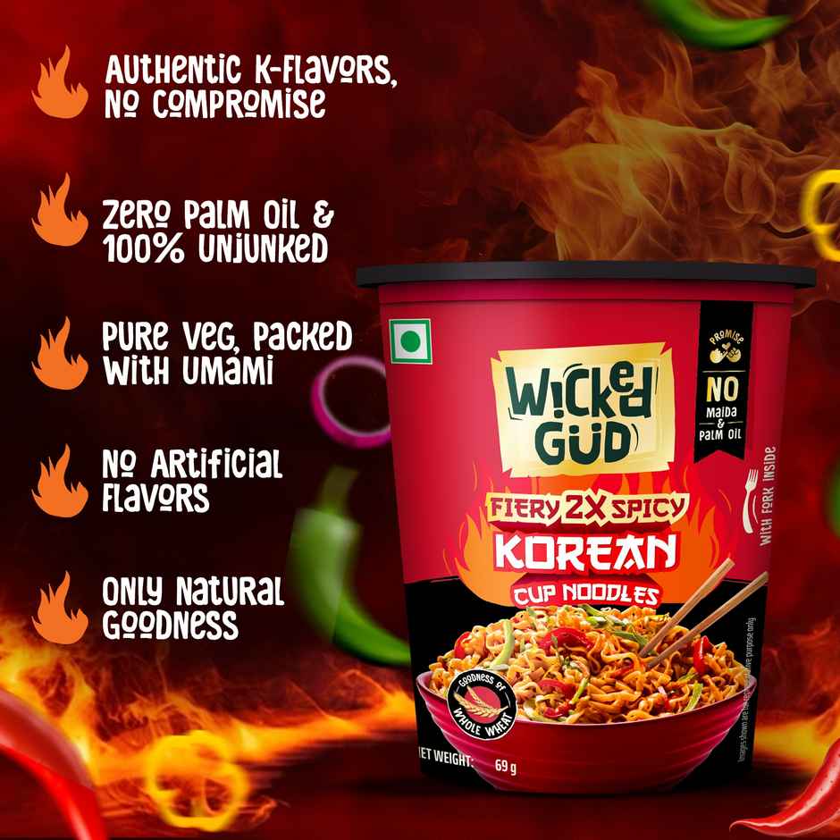 Wickedgud Fiery 2x Spicy Korean Cup Noodles