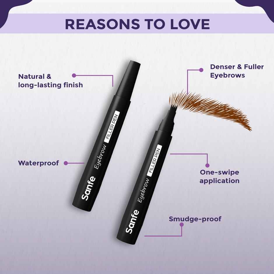 Sanfe Eyebrow Filler Pen Enhancer, Waterproof, Long-Lasting Finish For Denser Eyebrows - Brown