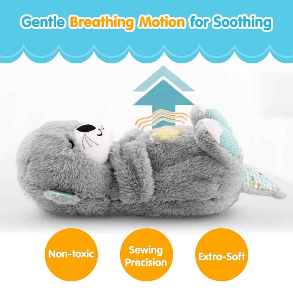 Kidology Breathing Teddy Bear Soft Toy with Music | Gift for Kids Girl | Plush Toy for Kids - Grey