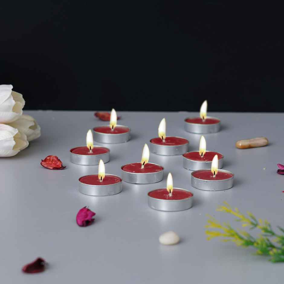 Scented Tea Light Candles | Strawberry | Set Of 10 | Home Decor | Ecraftindia
